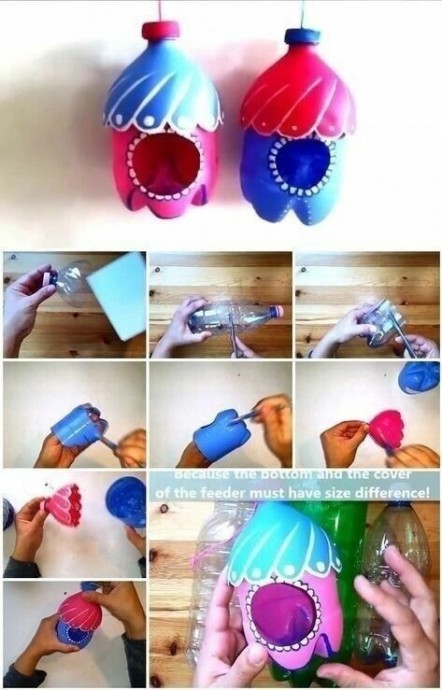 DIY Pop Bottle Birdhouses