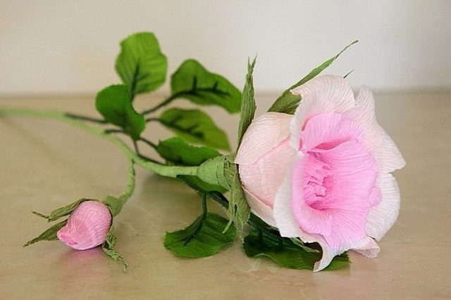 DIY Pink Crepe Paper Rose