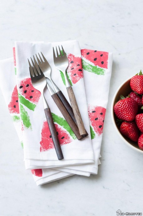 DIY Watermelon Print Napkins