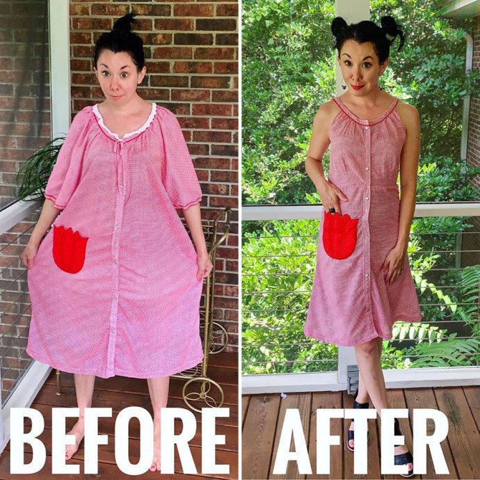 Woman Transforms Thrift-Store Clothes For $1 Into Elegant OutfitsArtist