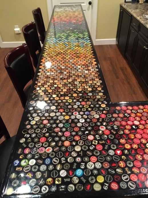 ​Man Collects Bottle Caps For 5 Years To Redo His Kitchen, And Here’s The Result