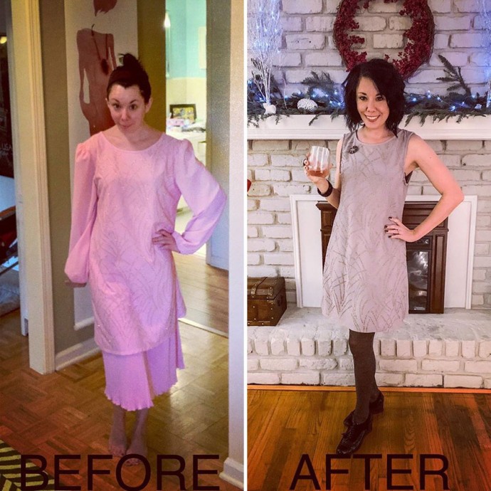 Woman Transforms Thrift-Store Clothes For $1 Into Elegant OutfitsArtist