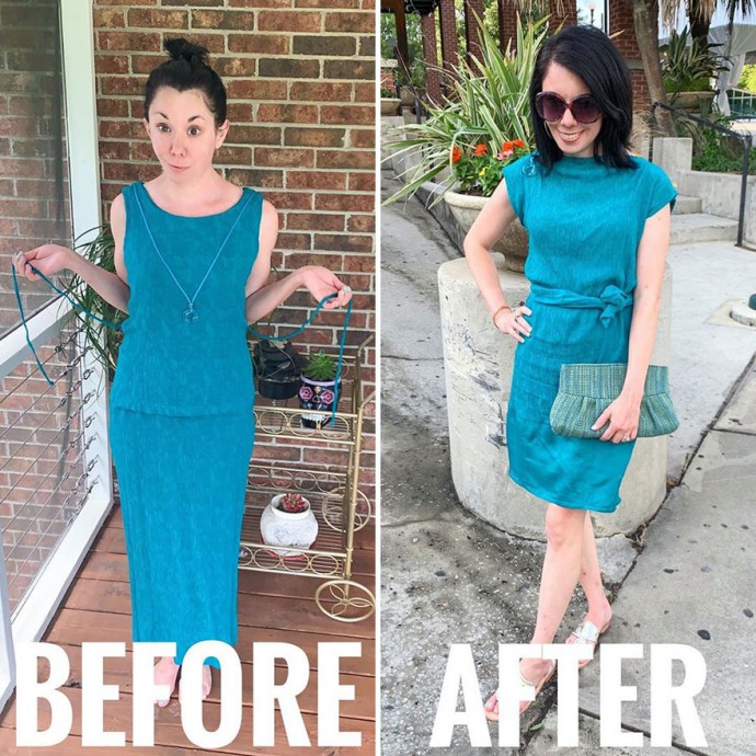 Woman Transforms Thrift-Store Clothes For $1 Into Elegant OutfitsArtist