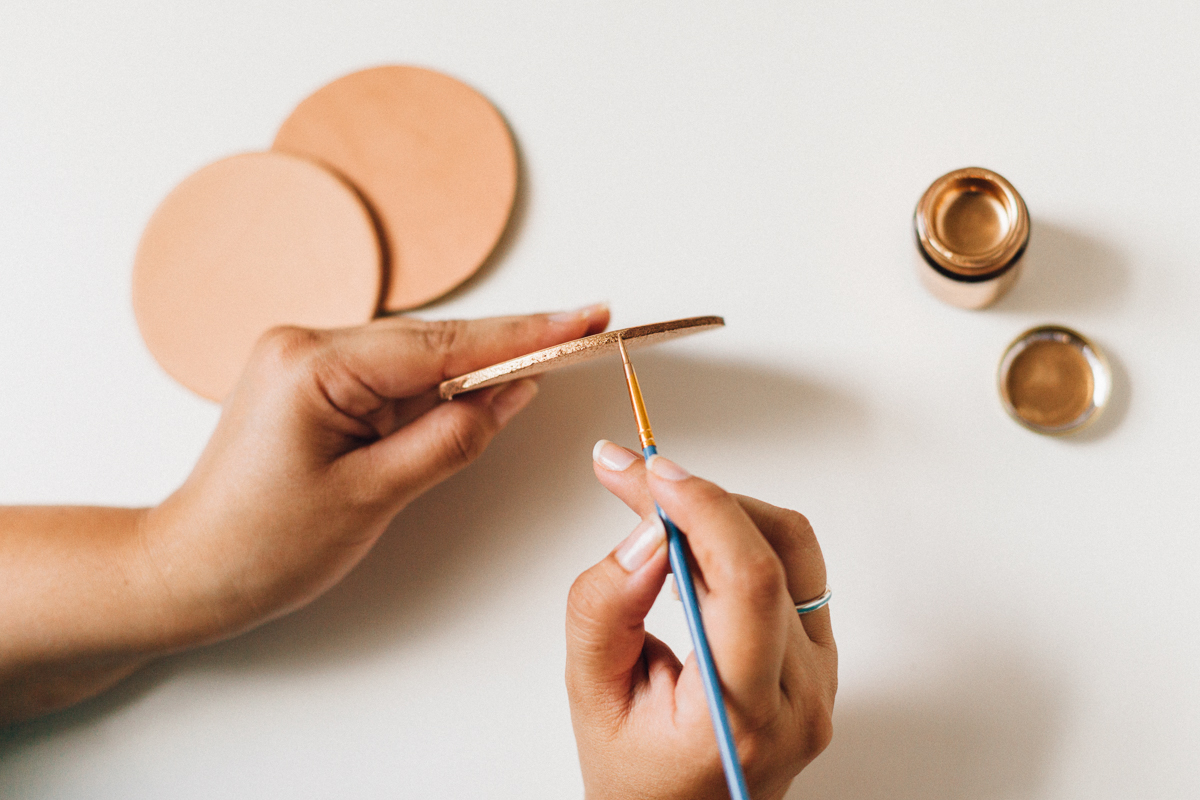 Gilded Leather Coasters | Alyssa & Carla